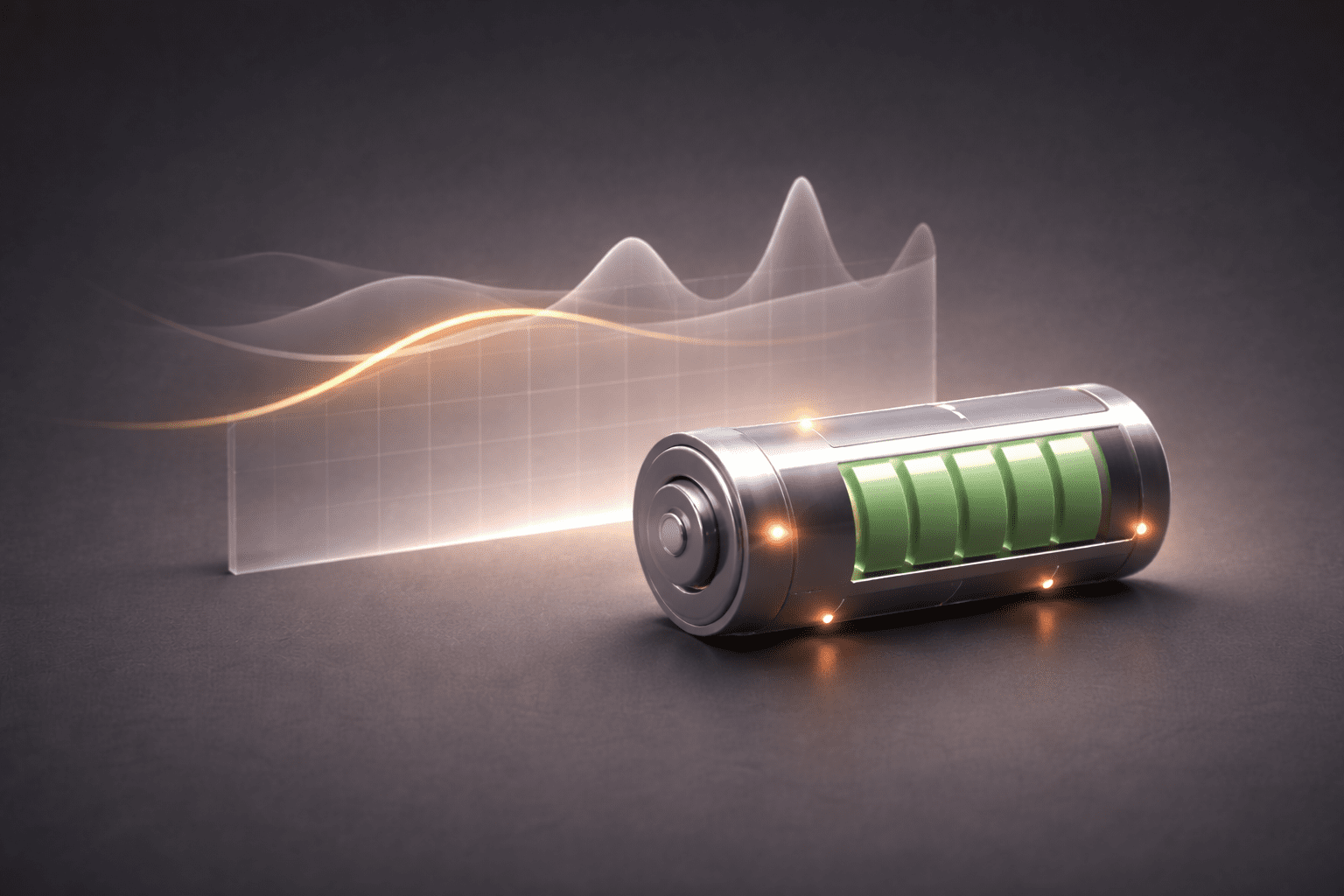 3D icon showing a home battery protected by an analytical layer that anticipates future energy risks
