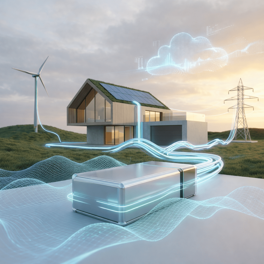 Smart home with battery system optimizing renewable energy and grid usage